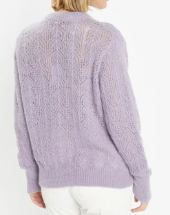 Pull en Maille pointelle mousseuse violet parme-Galeries Lafayette Online