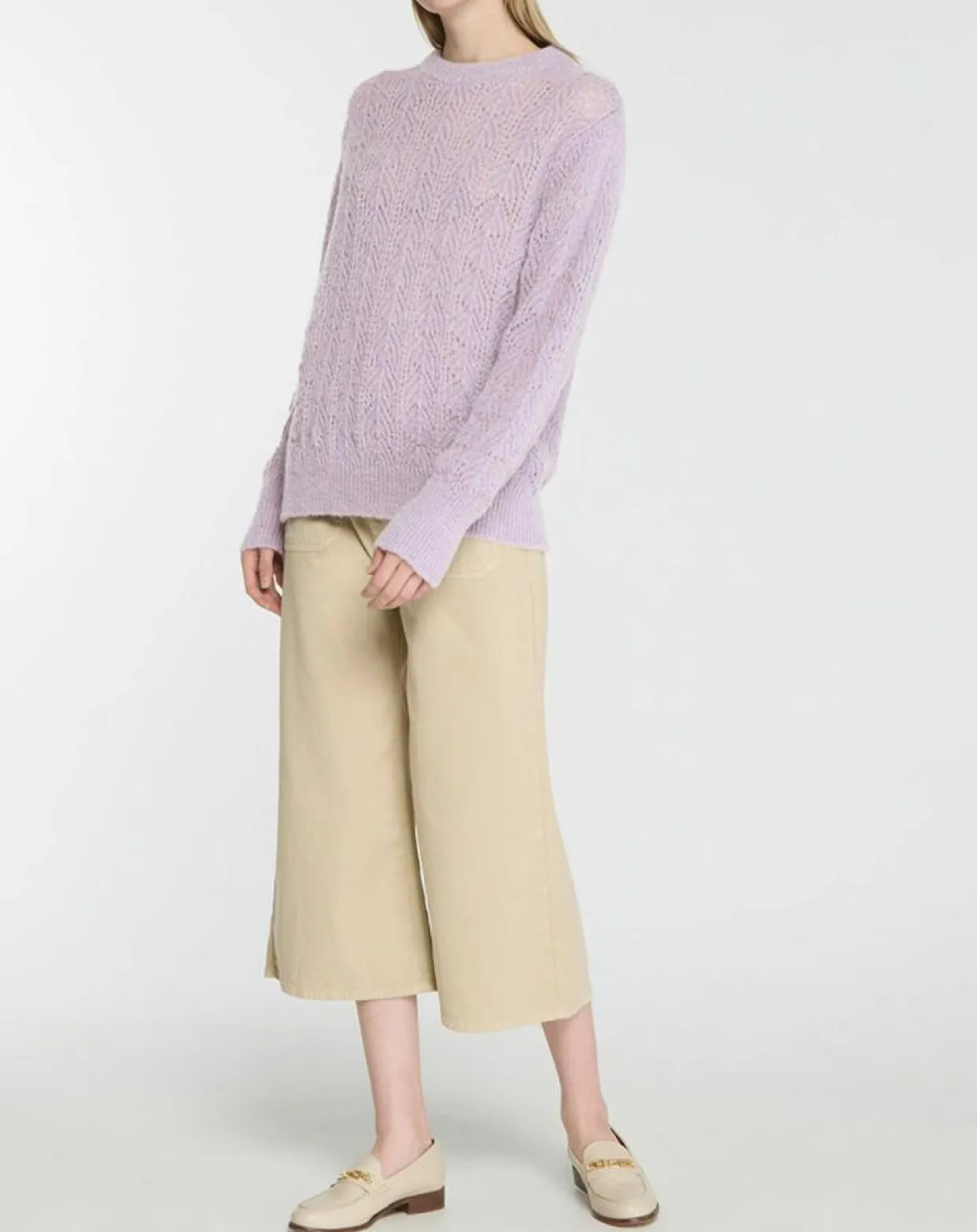 Pull en Maille pointelle mousseuse violet parme-Galeries Lafayette Online