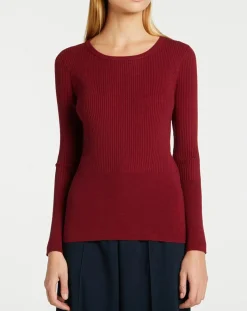 Pull en Maille stretch Franck ajusté bordeaux-Galeries Lafayette Discount