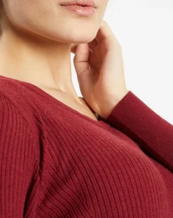 Pull en Maille stretch Franck ajusté bordeaux-Galeries Lafayette Discount