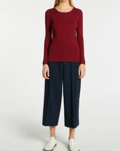 Pull en Maille stretch Franck ajusté bordeaux-Galeries Lafayette Discount