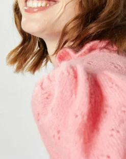 Pull en Mohair & Alpaga mélangés Chamallow rose-Manoush New