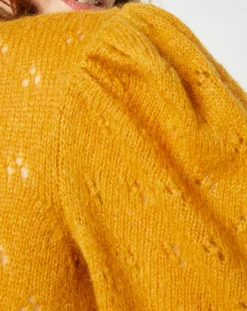 Pull en Mohair & Alpaga mélangés Chamallow ocre-Manoush Outlet