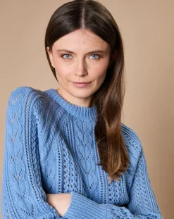 Femme Oscar et Louise Pulls^Pull en Mohair & Laine mélangés Paola col rond bleu