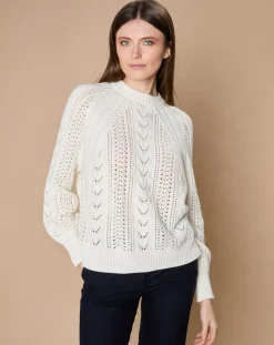 Pull en Mohair & Laine mélangés Paola col rond écru-Oscar et Louise