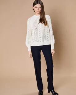 Pull en Mohair & Laine mélangés Paola col rond écru-Oscar et Louise