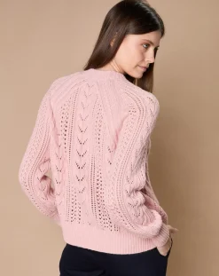 Femme Oscar et Louise Pulls^Pull en Mohair & Laine mélangés Paola col rond vieux rose
