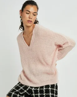 Pull en Mohair mélangé Anouk rose pâle-Lauren Vidal Online