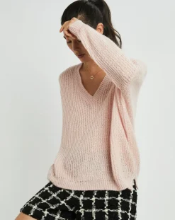 Pull en Mohair mélangé Anouk rose pâle-Lauren Vidal Online