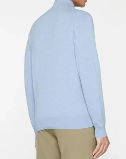 Homme Hackett London Pulls^Pull en Soie mélangée col camionneur bleu ciel