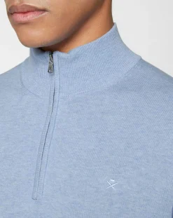 Homme Hackett London Pulls^Pull en Soie mélangée col camionneur bleu ciel