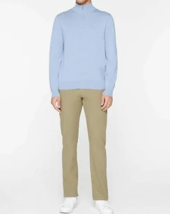 Homme Hackett London Pulls^Pull en Soie mélangée col camionneur bleu ciel