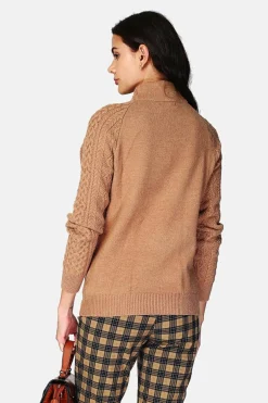 Pull Encolure montante camel foncé-Assuili