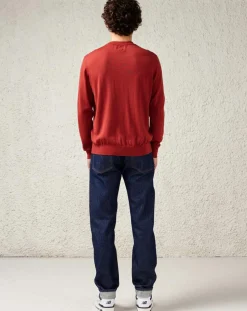 Homme Bellerose Pulls^Pull fin 100% Laine mérinos Dilliv col rond brique