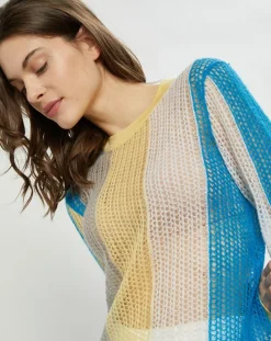 Pull fin ajouré en Mohair & Laine mélangés Fishnet multicolore-Nina ricci New