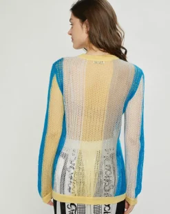 Pull fin ajouré en Mohair & Laine mélangés Fishnet multicolore-Nina ricci New