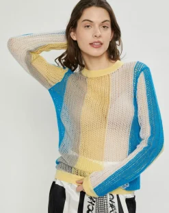 Pull fin ajouré en Mohair & Laine mélangés Fishnet multicolore-Nina ricci New