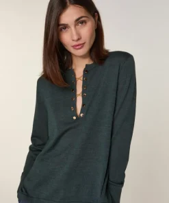 Femme Rodier Pulls^Pull Freyja 100% Laine chaine col V vert de gris