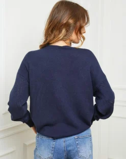 Pull Gabriella marine-Fleur de cachemire Online