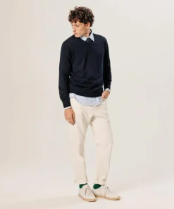 Homme Rodier Pulls^Pull Gaspard 100% laine col V bleu nuit