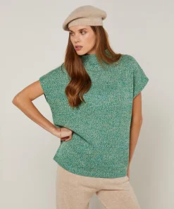 Femme Rodier Pulls^Pull Gaétane coll roulé sans manches vert
