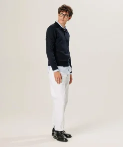 Pull Gilbert 100% laine col polo bleu nuit-Rodier