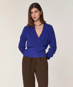 Pull Gisèle 100% Laine Cache-Cœur bleu outremer-Rodier New