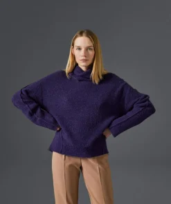 Pull Églantine col amovible violet foncé-Rodier Hot