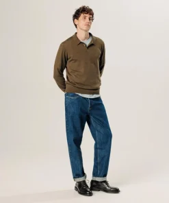 Homme Rodier Pulls^Pull Gérard 100% laine col polo marron écorce