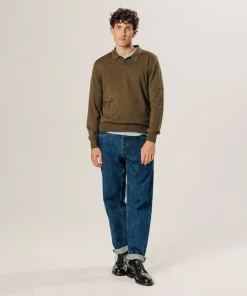 Homme Rodier Pulls^Pull Gérard 100% laine col polo marron écorce