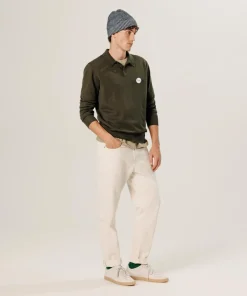 Pull Grégoire 100% laine col polo vert kaki-Rodier Discount