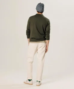 Pull Grégoire 100% laine col polo vert kaki-Rodier Discount