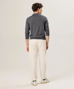 Pull Guillaume 100% laine col polo gris foncé-Rodier