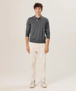 Pull Guillaume 100% laine col polo gris foncé-Rodier