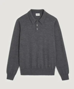 Pull Guillaume 100% laine col polo gris foncé-Rodier