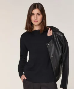 Pull Iseult en laine jacquard noir-Rodier Outlet