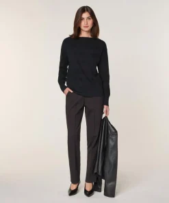 Pull Iseult en laine jacquard noir-Rodier Outlet