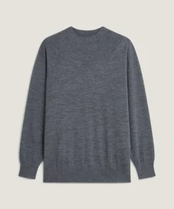 Femme Rodier Pulls^Pull Jeanne-Françoise 100% laine col montant Cotelé gris plomb