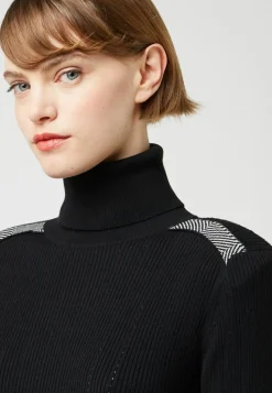 Pull Jeanne-Élise col roulé motifs épaules noir-Rodier Hot