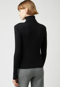 Pull Jeanne-Élise col roulé motifs épaules noir-Rodier Hot