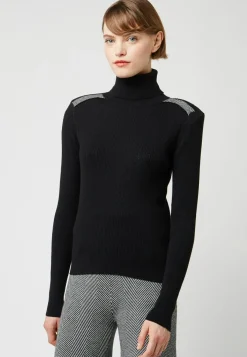 Pull Jeanne-Élise col roulé motifs épaules noir-Rodier Hot