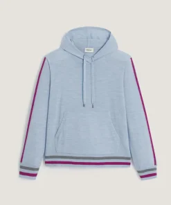 Pull Jocelyne 100% laine capuche tricolore bleu ciel-Rodier New