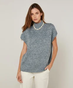 Femme Rodier Pulls^Pull Julie-Annacoll roulé sans manches bleu
