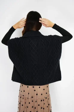 Femme C&Jo Pulls^Pull large à capuche en Cachemire mélangé noir