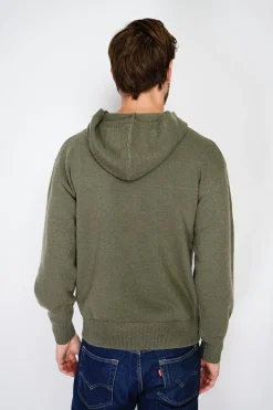 Homme C&Jo Pulls^Pull large à capuche en Cachemire mélangé kaki