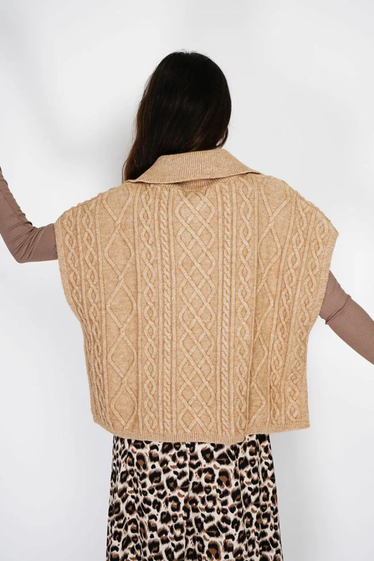 Pull large à capuche en Cachemire mélangé camel-C&Jo Online
