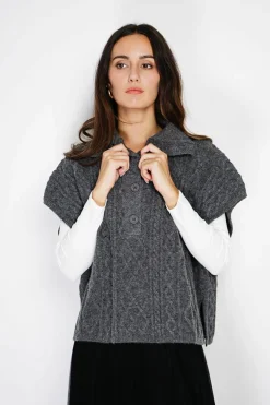 Femme C&Jo Pulls^Pull large à capuche en Cachemire mélangé loup