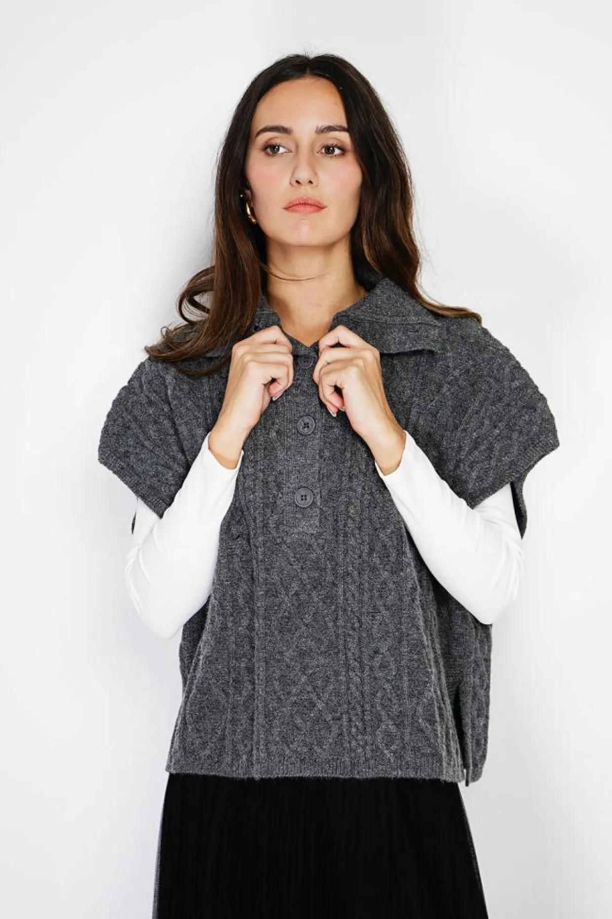 Femme C&Jo Pulls^Pull large à capuche en Cachemire mélangé loup