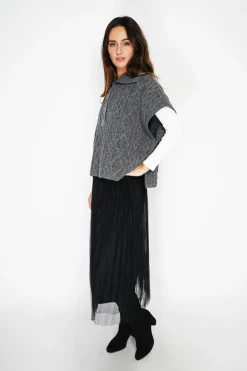 Femme C&Jo Pulls^Pull large à capuche en Cachemire mélangé loup