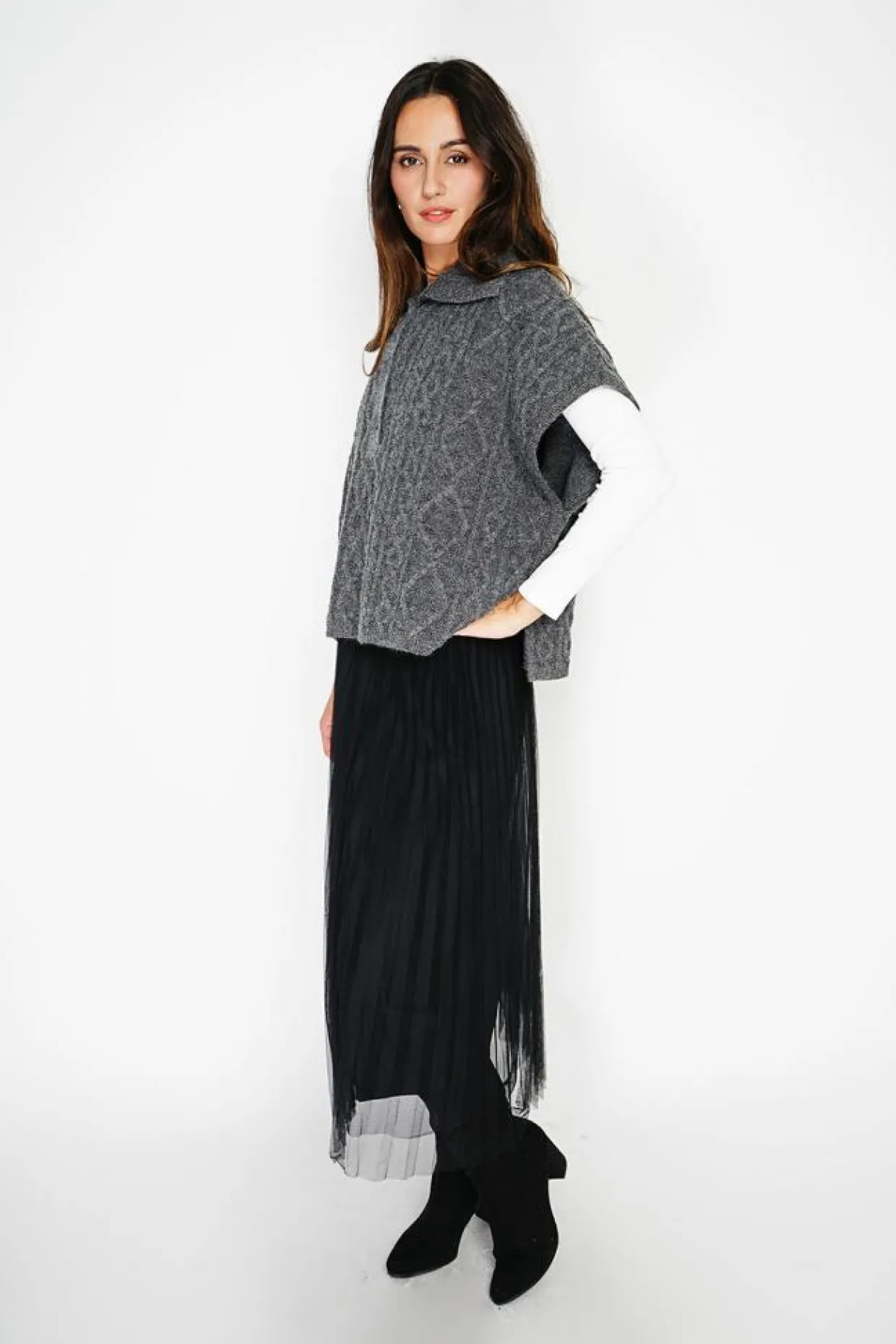 Femme C&Jo Pulls^Pull large à capuche en Cachemire mélangé loup